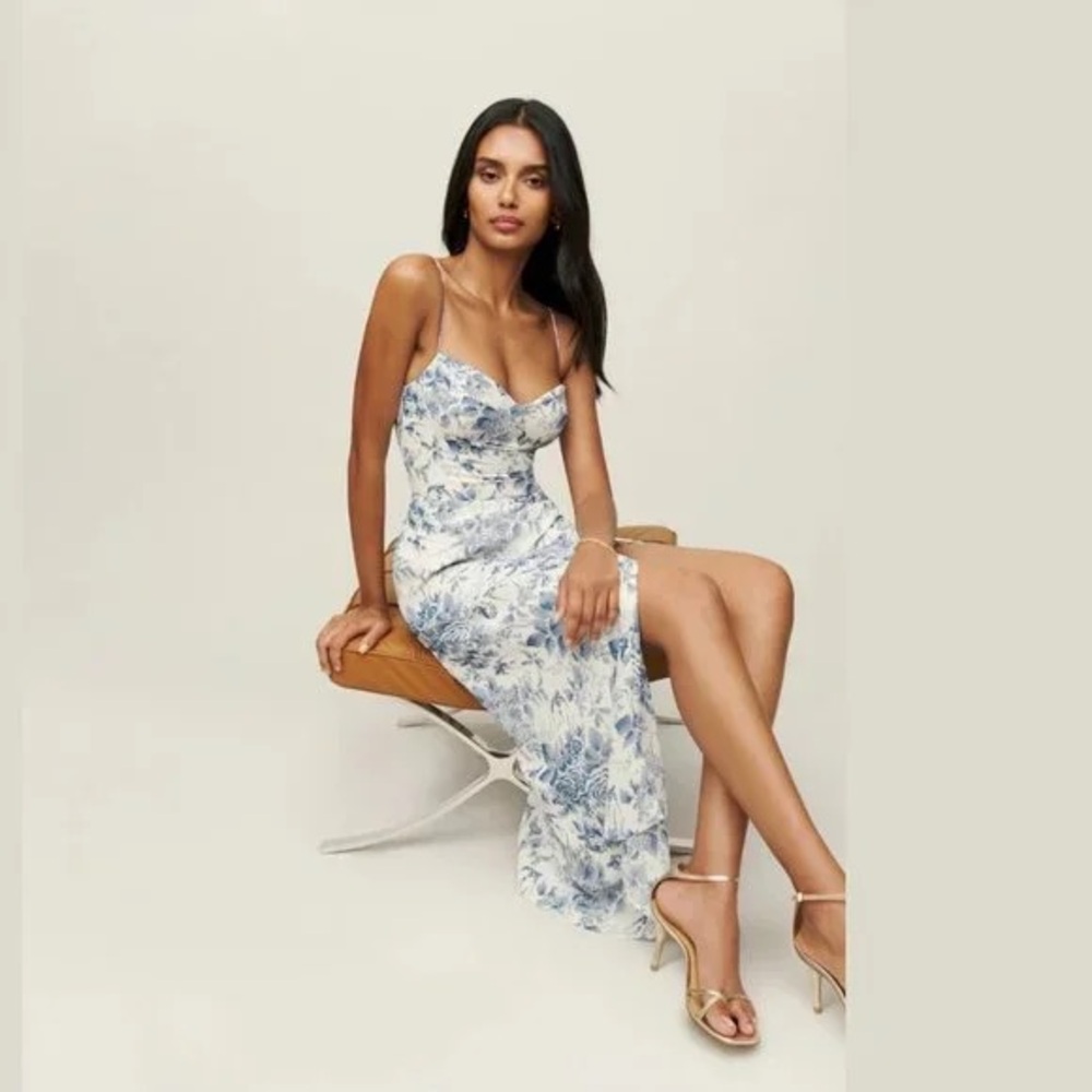 REFORMATION Kourtney Dress - Blue and White Floral